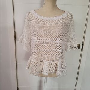 ANIMALE Crochet Lace Peplum Blouse Size L/P
